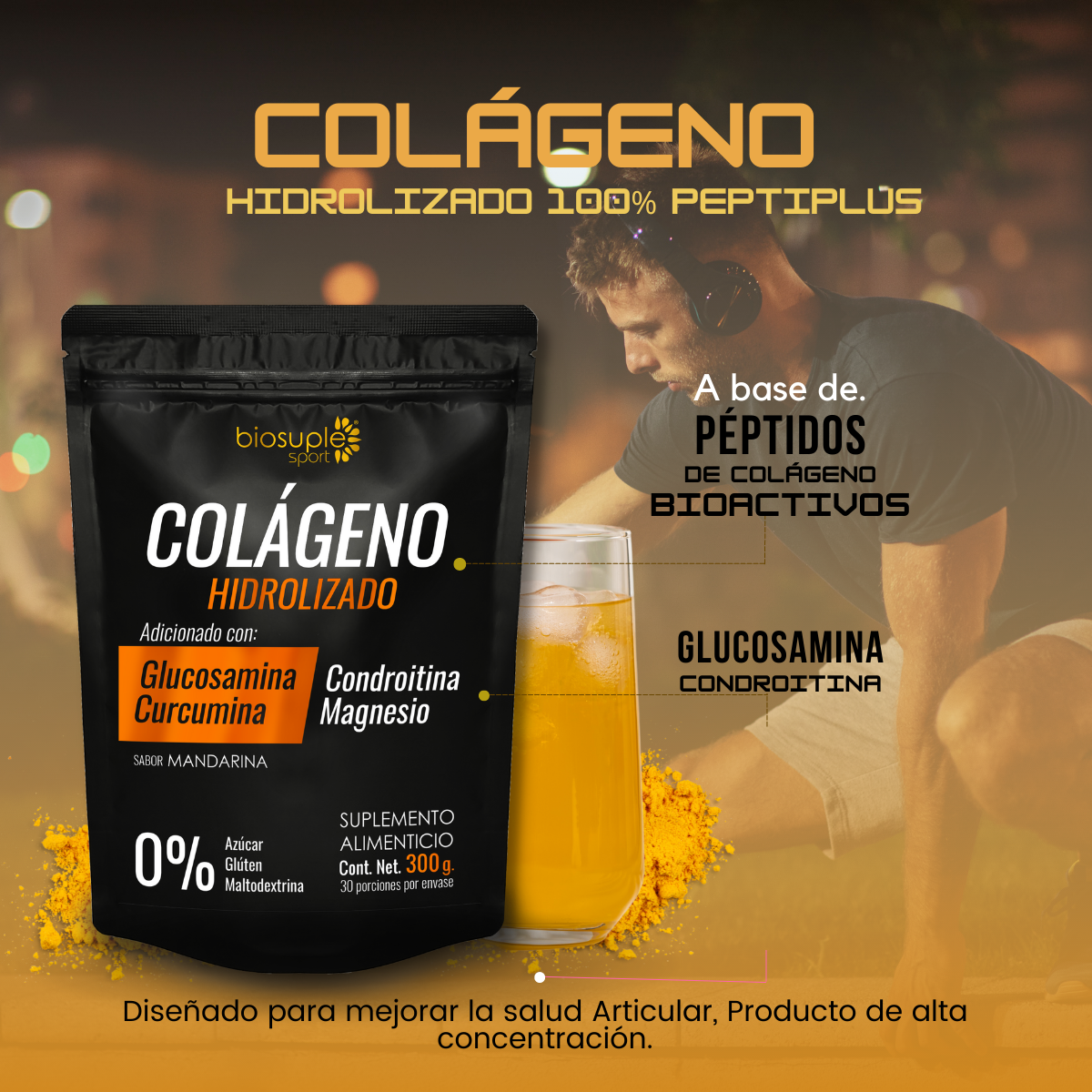 Colageno Hidrolizado + Glucosamina + Curcumina Bolsa 300g