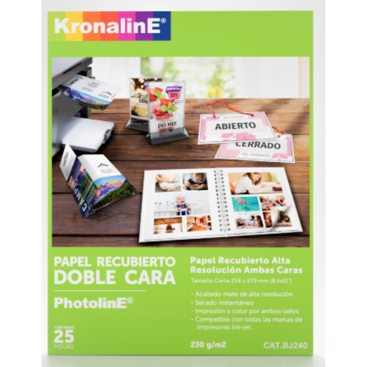 25 Hojas Papel Recubierto Kronaline Mate Doble Cara Fotografico BJ240
