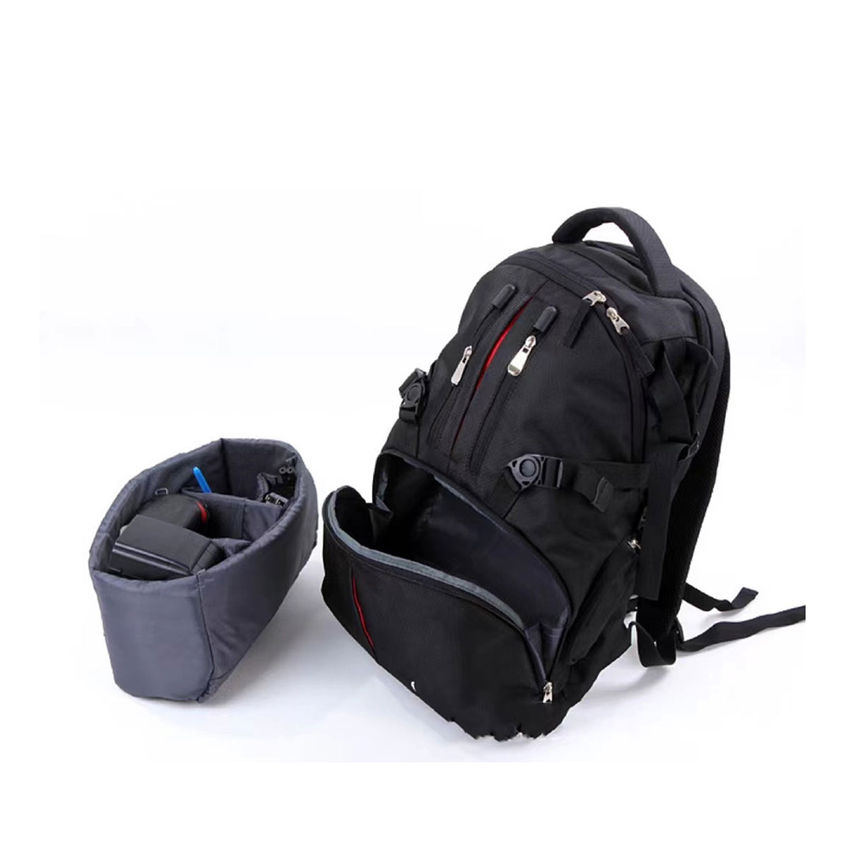 Tec4Home Mochila Para Laptop Y Cámara Fotográfica Premium Negro/rojo