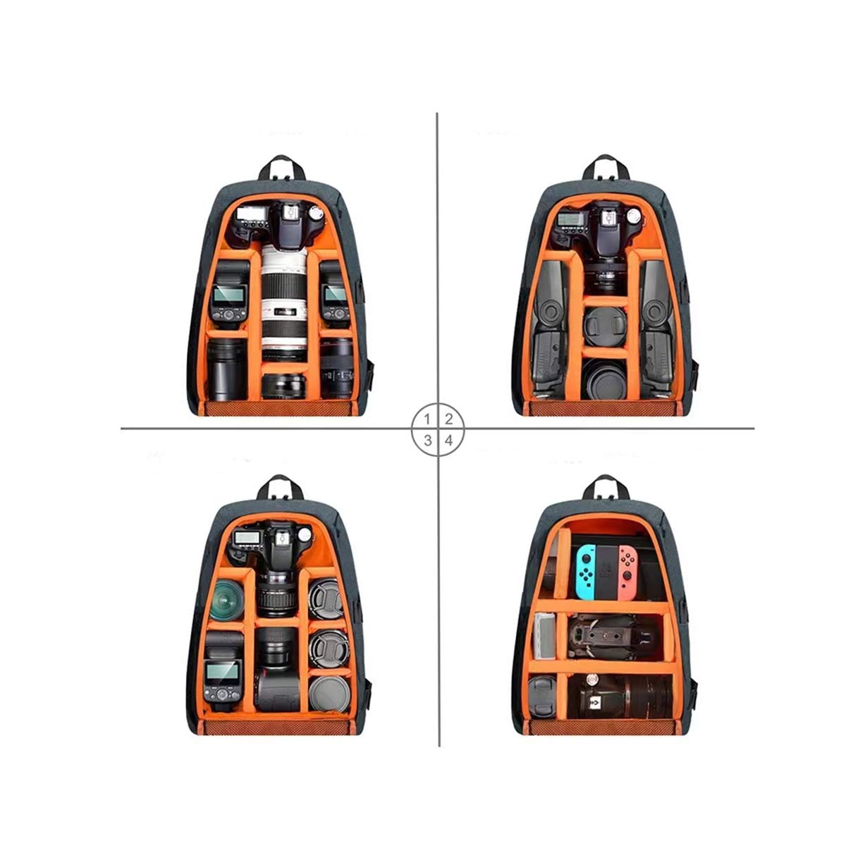 TEC4HOME MOCHILA PARA LAPTOP Y CÁMARA FOTOGRÁFICA PREMIUM GRIS