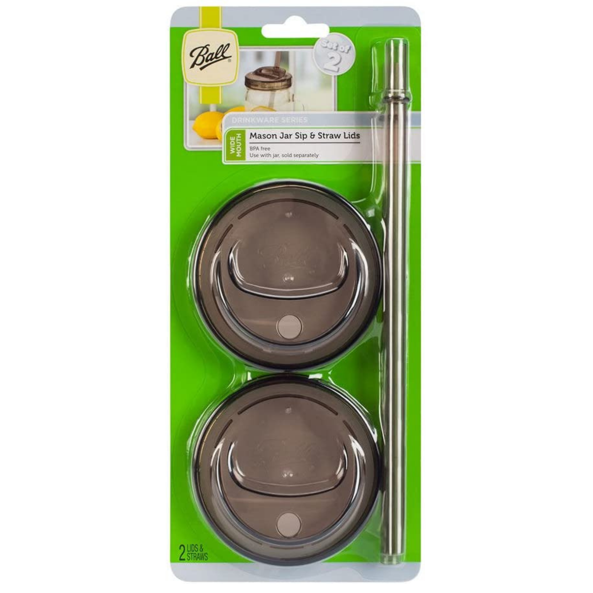 Pack 2 Tapas Sip And Straw Boca Ancha Humo Ball