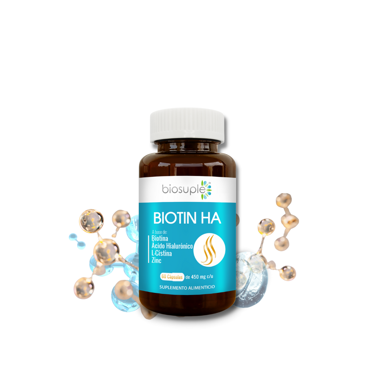 Suplemento Biotina + Acido Hialuronico + Zinc 60 Caps 450mg