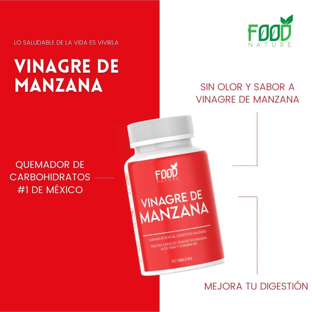 Vinagre de Manzana, Apple Cider Vinegar, 90 Tabletas 100% Natural