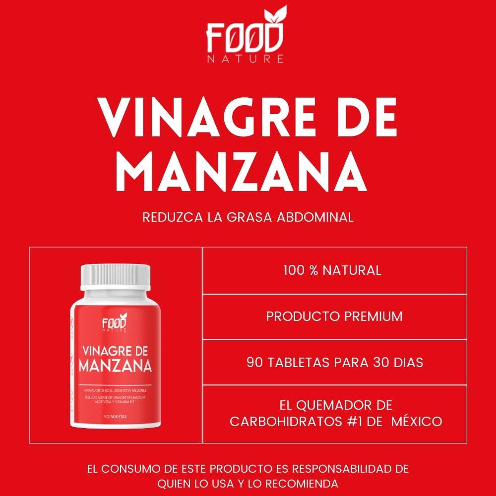 Vinagre de Manzana, Apple Cider Vinegar, 90 Tabletas 100% Natural