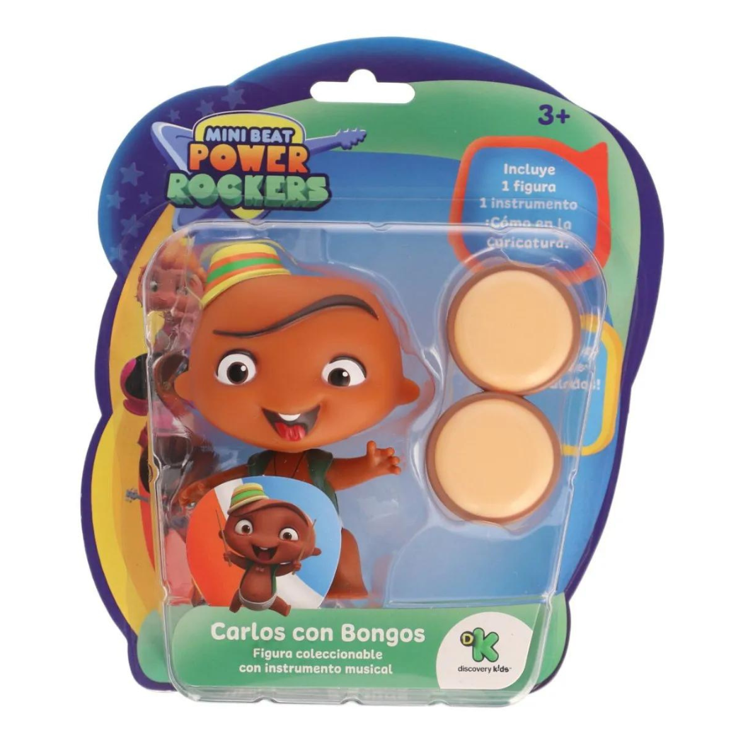 Mini Beat Power Rockers Figura Carlos 10 cm + Accesorio Instrumento Musical 