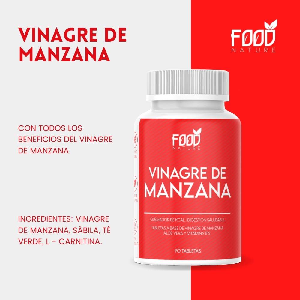Vinagre de Manzana, Apple Cider Vinegar, 90 Tabletas 100% Natural - 2 Piezas