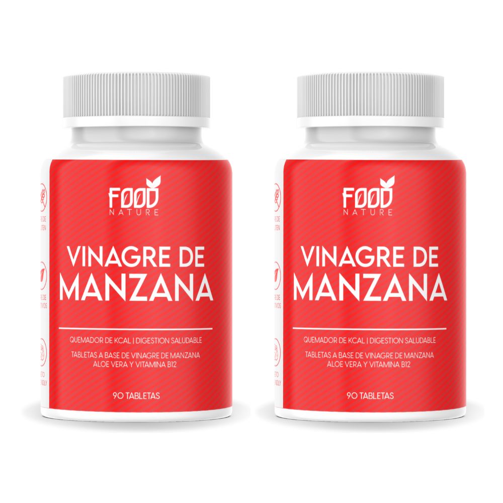Vinagre de Manzana, Apple Cider Vinegar, 90 Tabletas 100% Natural - 2 Piezas