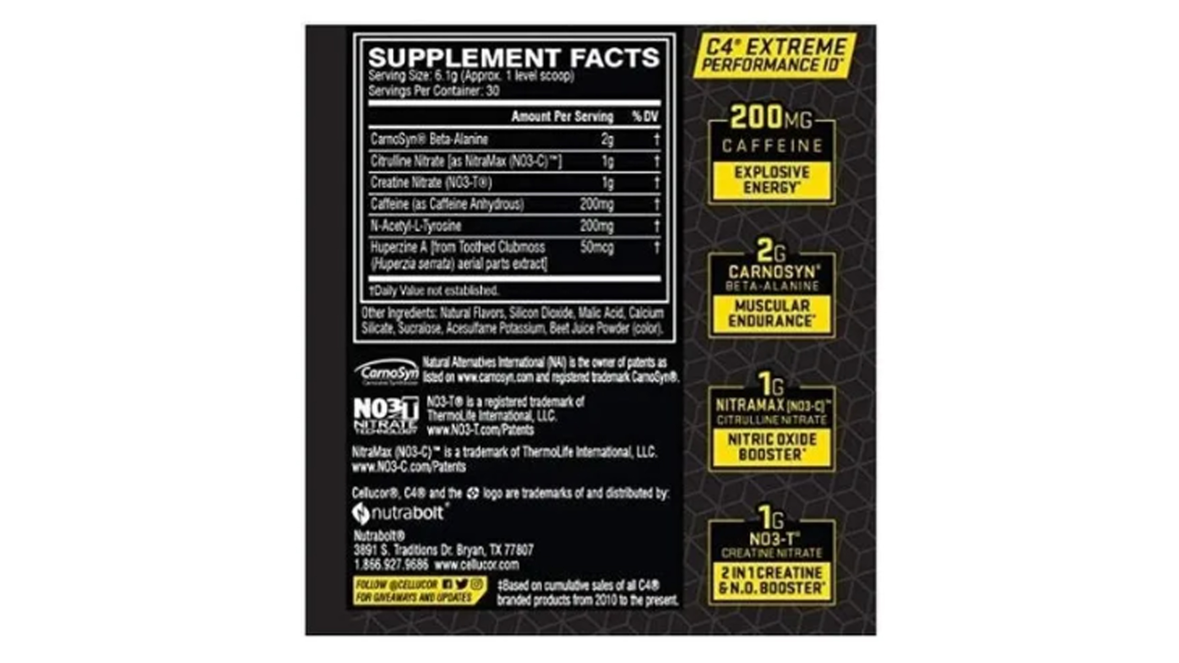 C4 Extreme Energy 30 Serv Pre Entrenador Xtreme Cellucor Orginal sabor Mora Azul 