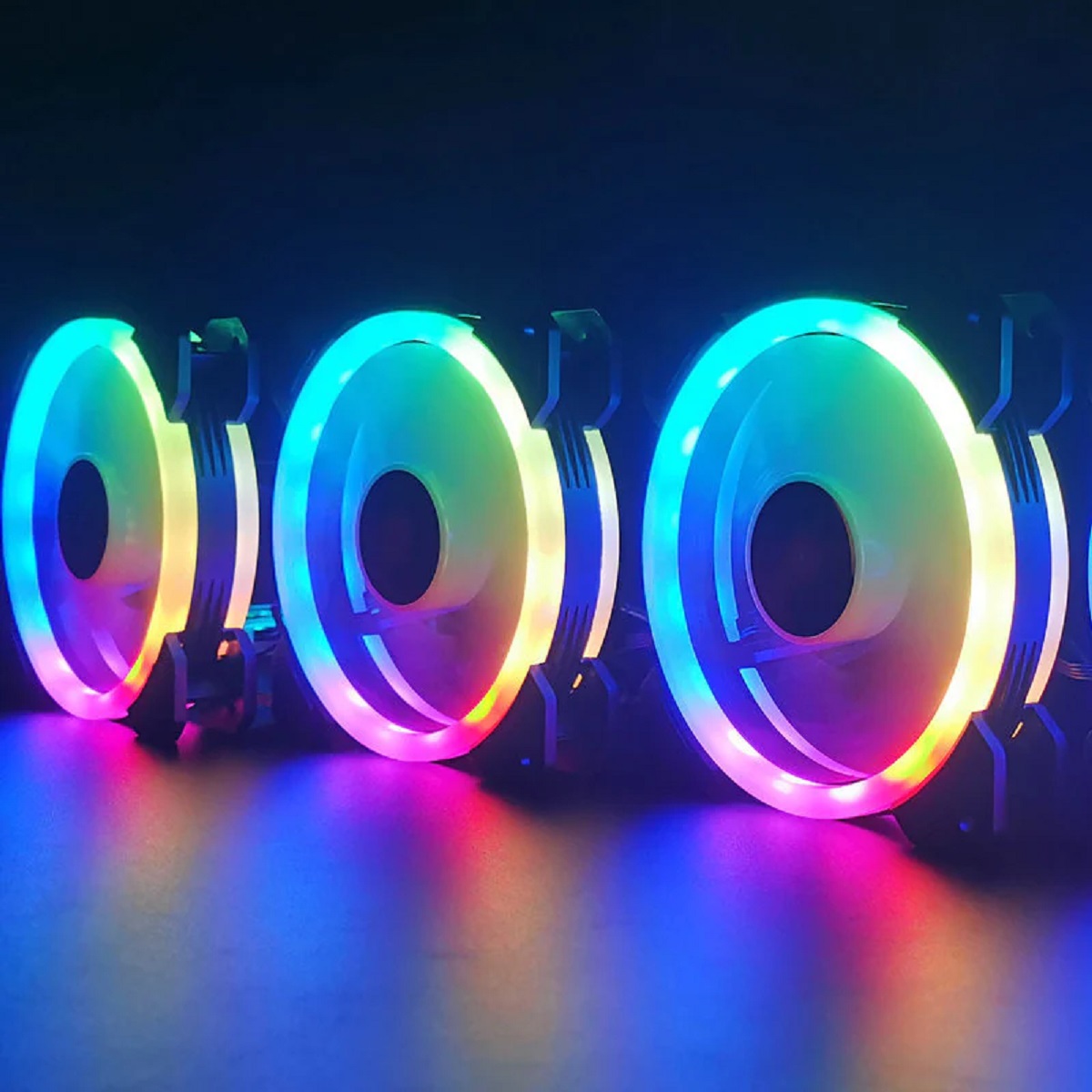 3 Ventiladores Gamer Para Cpu Con Luz LED RGB.