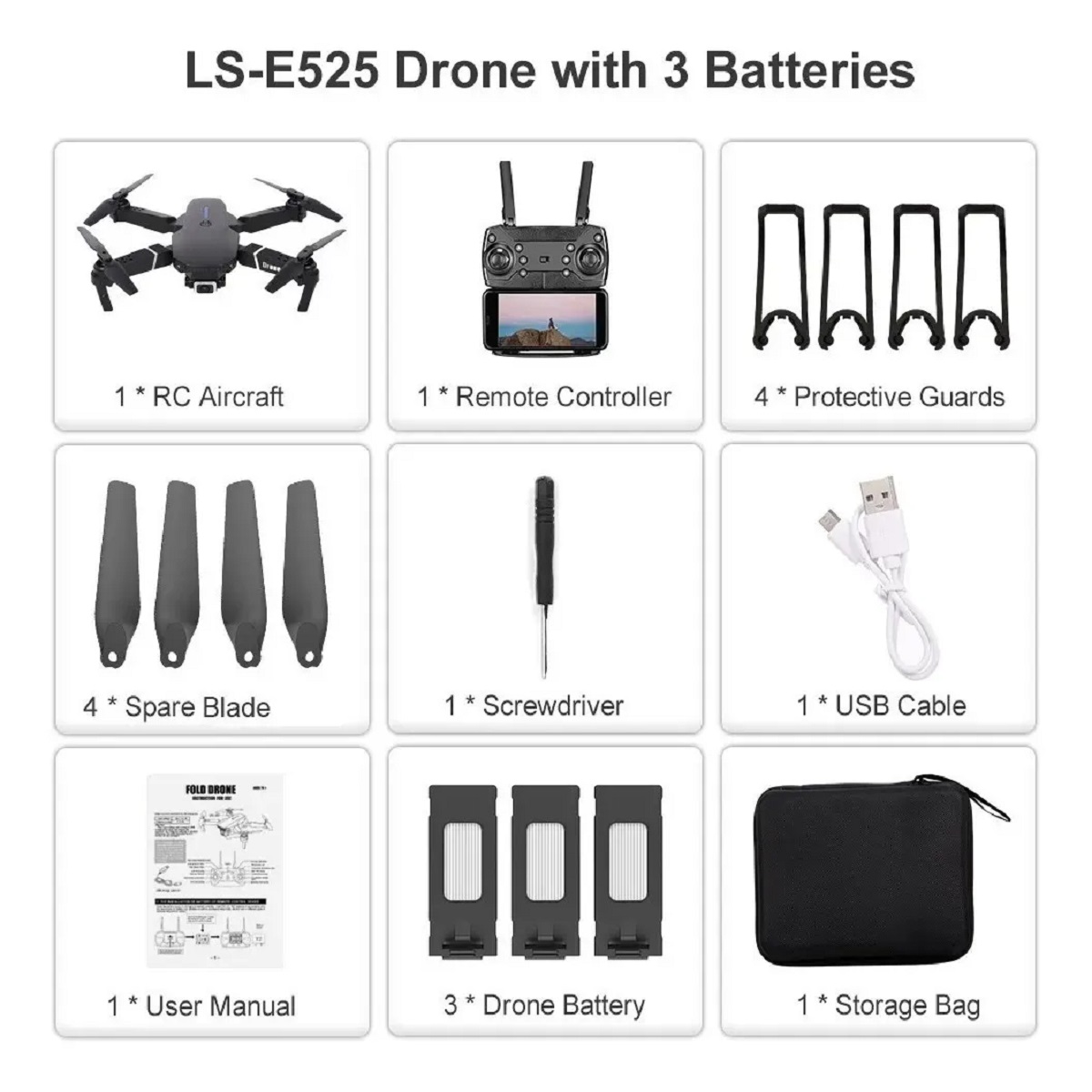 Dron E525 PRO con evitación de obstáculos doble cámara