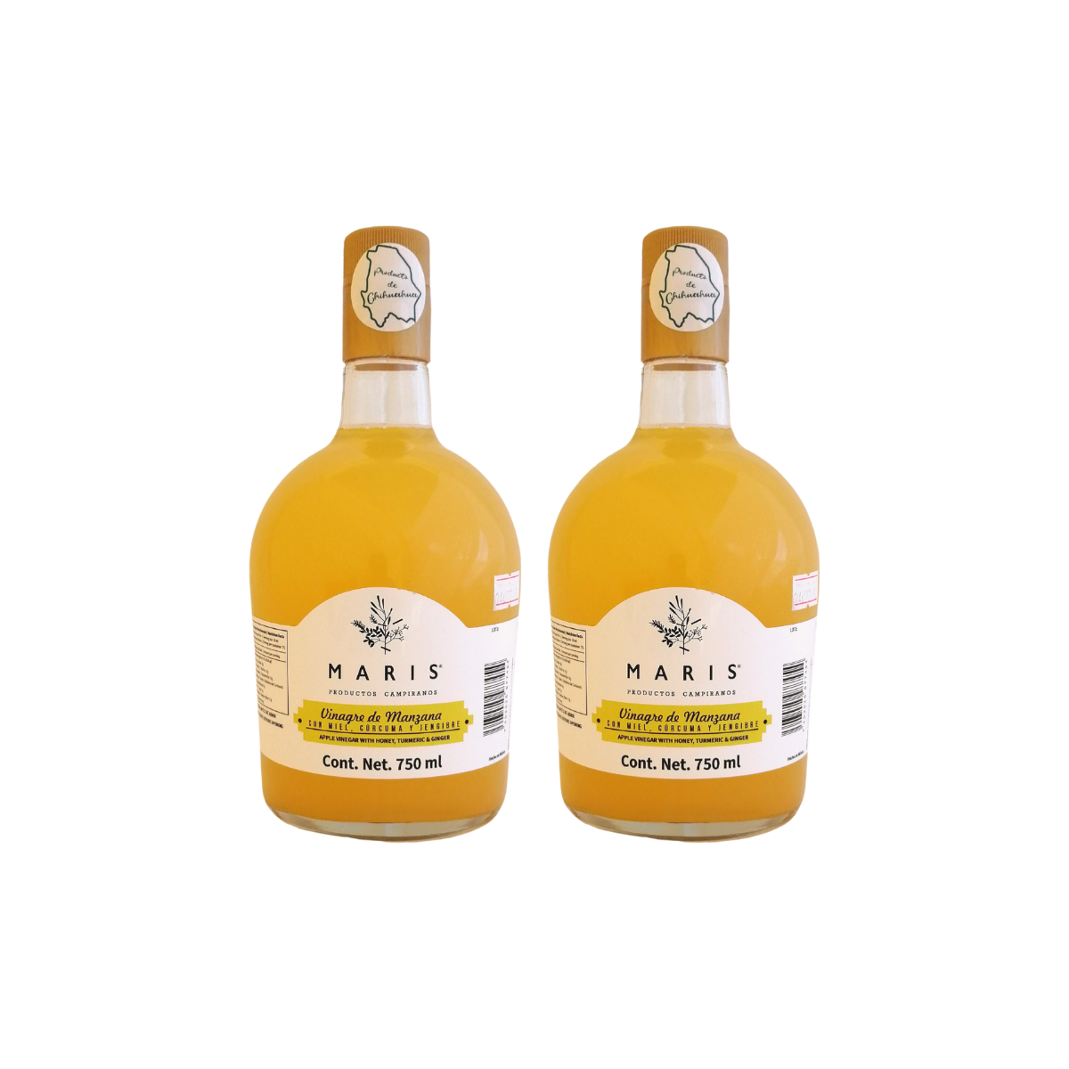 Paquete 2 piezas Vinagre de Manzana con Miel, Cúrcuma y Jengibre