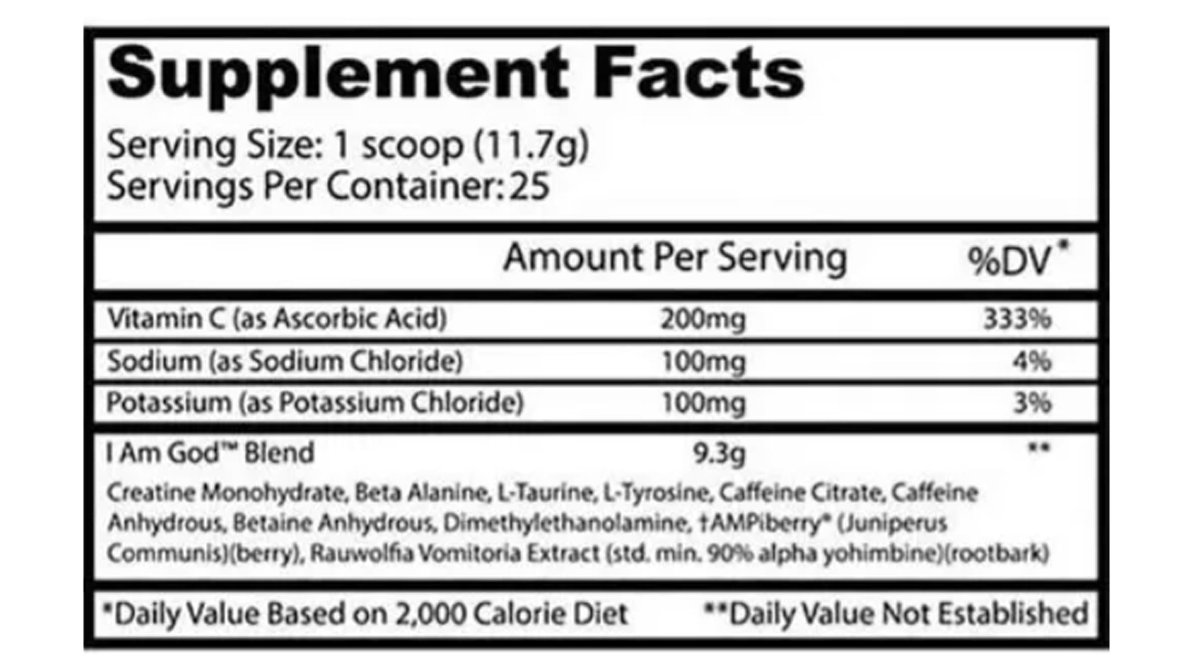 Pre Entreno I Am God Insane Labz 25 Ser Pre Entrenador Polvo sabor Drink Ye All Of IT