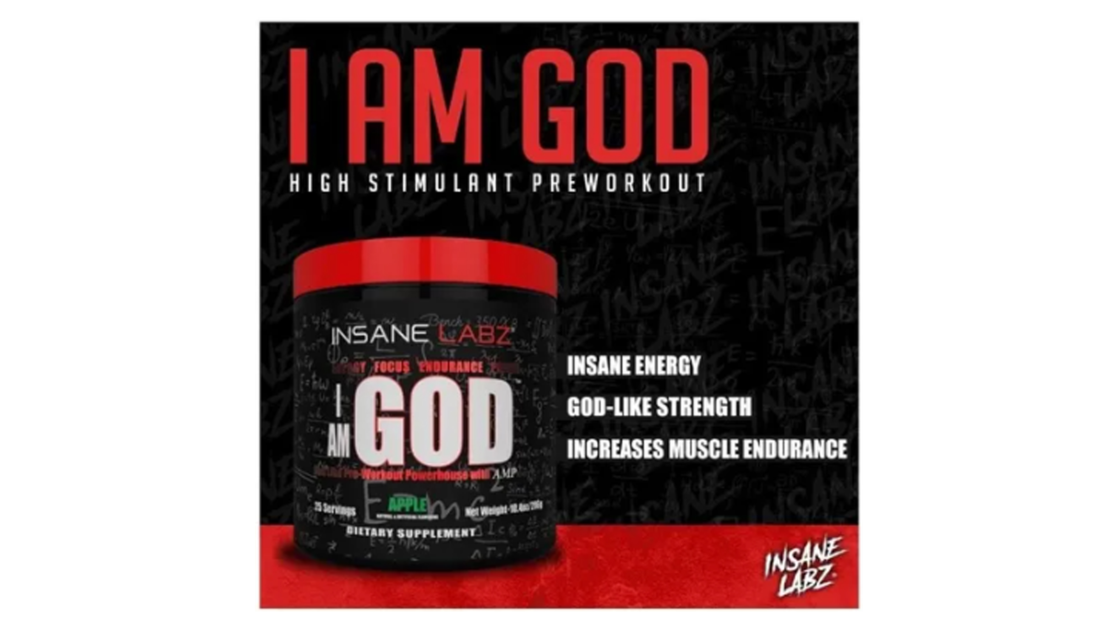 Pre Entreno I Am God Insane Labz 25 Ser Pre Entrenador Polvo sabor Thou Shalt Not Covet
