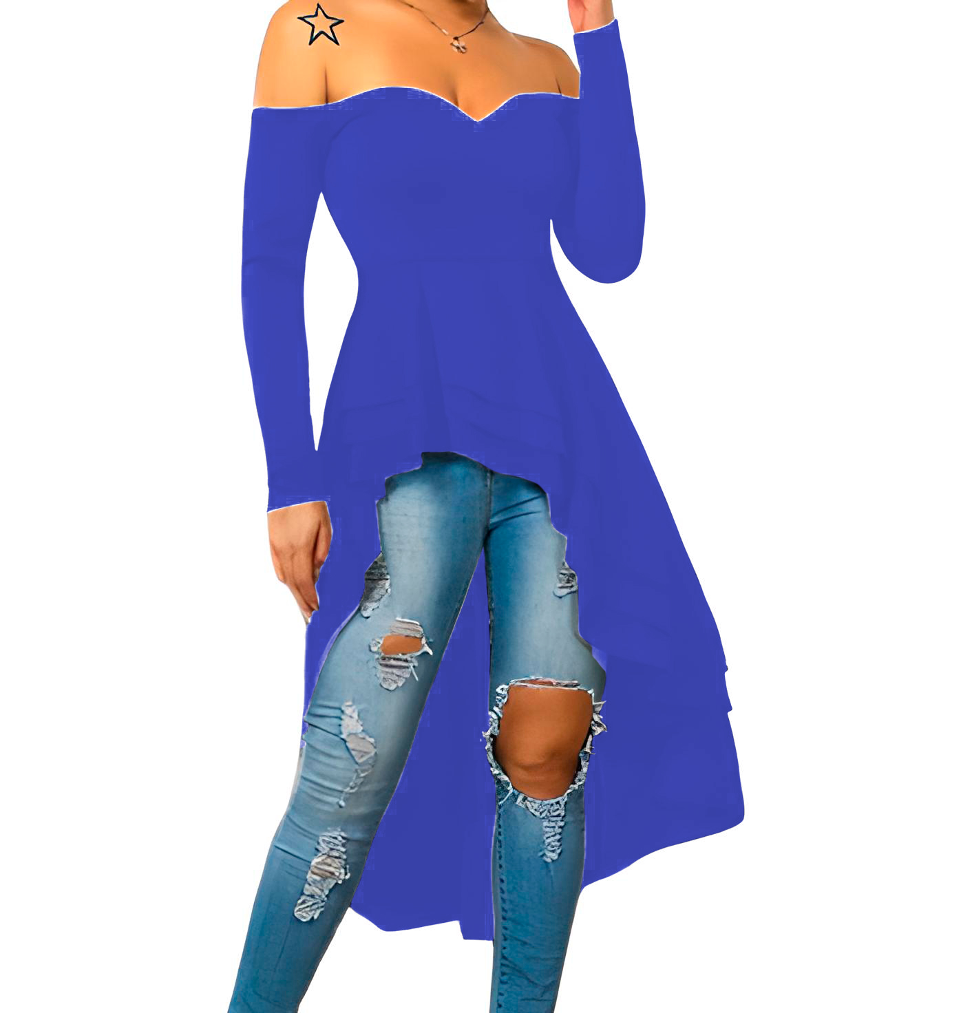 MAXI BLUSA MANGA LARGA STRAPLESS XALLY