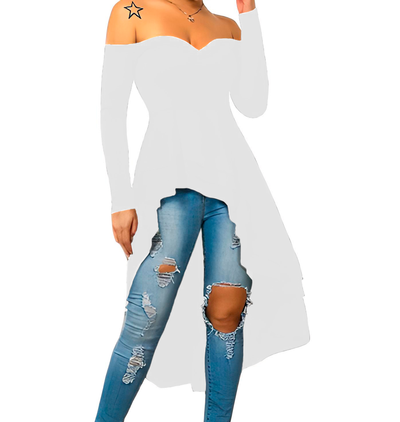 MAXI BLUSA MANGA LARGA STRAPLESS XALLY