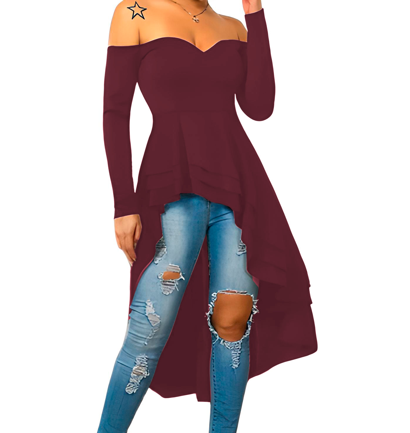 MAXI BLUSA MANGA LARGA STRAPLESS XALLY