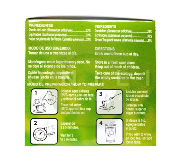 Te De Diente De León Equinacea Y Té Verde 30 Sobres Gn+vida