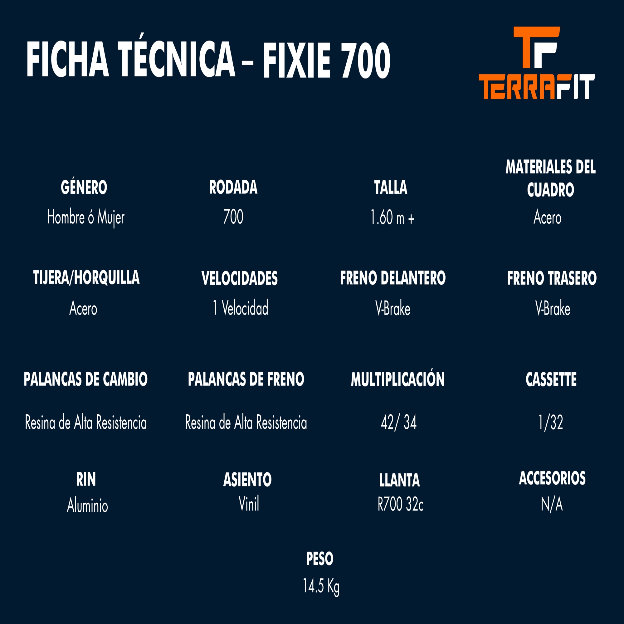 Bicicleta Fixie Urbana Ciudad Rodada 700 Terrafit Atenea 