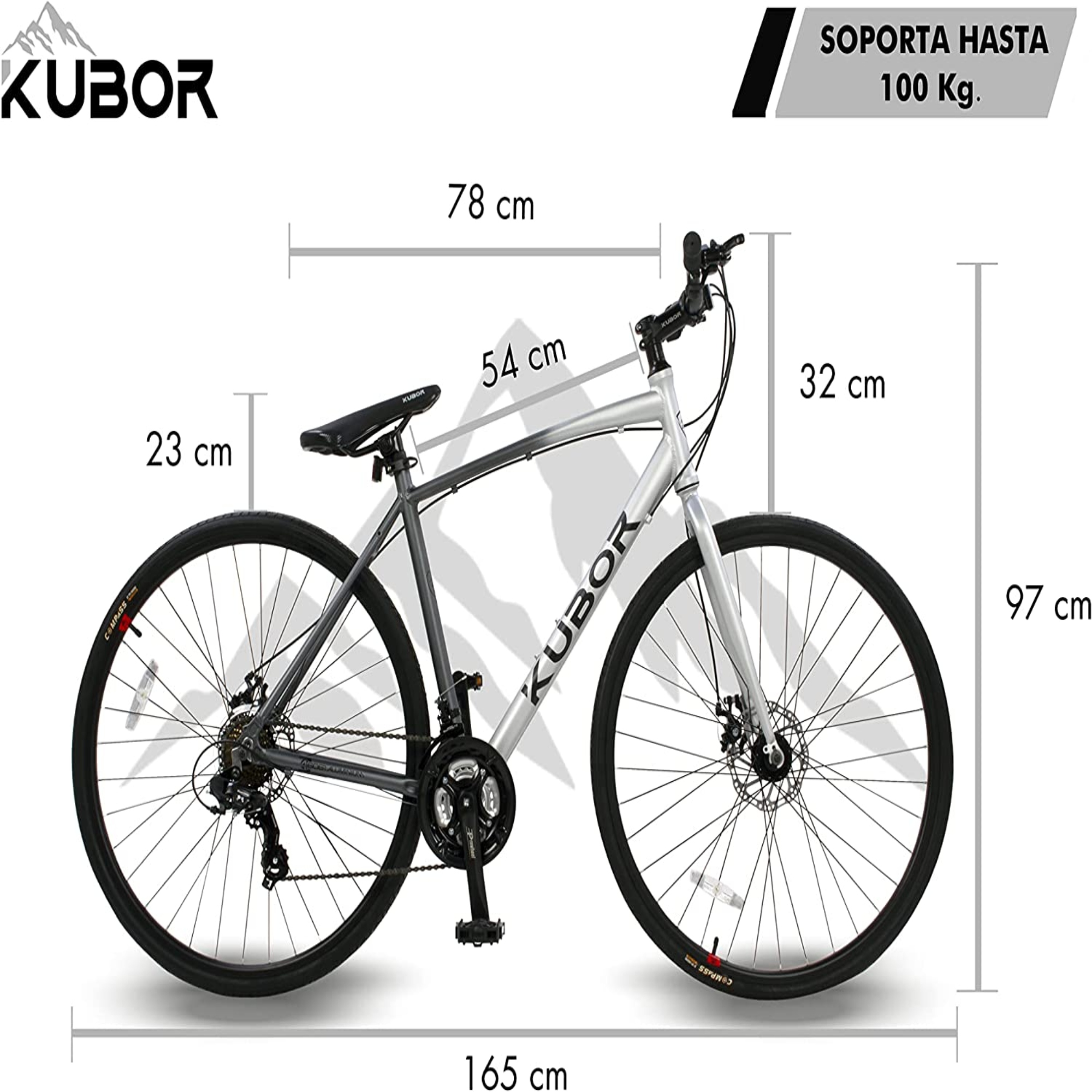 Bicicleta Hibrida Montaña Ruta Urbana R 700 Kubor Aluminio