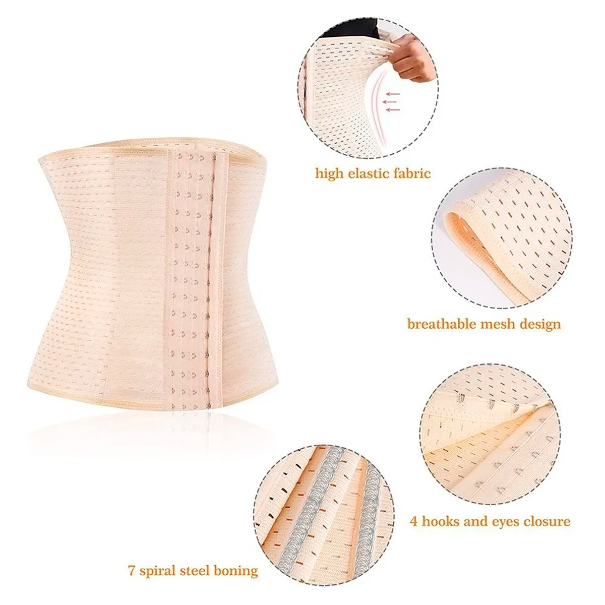 Faja Cinturilla Colombiana Corset Reductor Lenceria Femenina Color Beige
