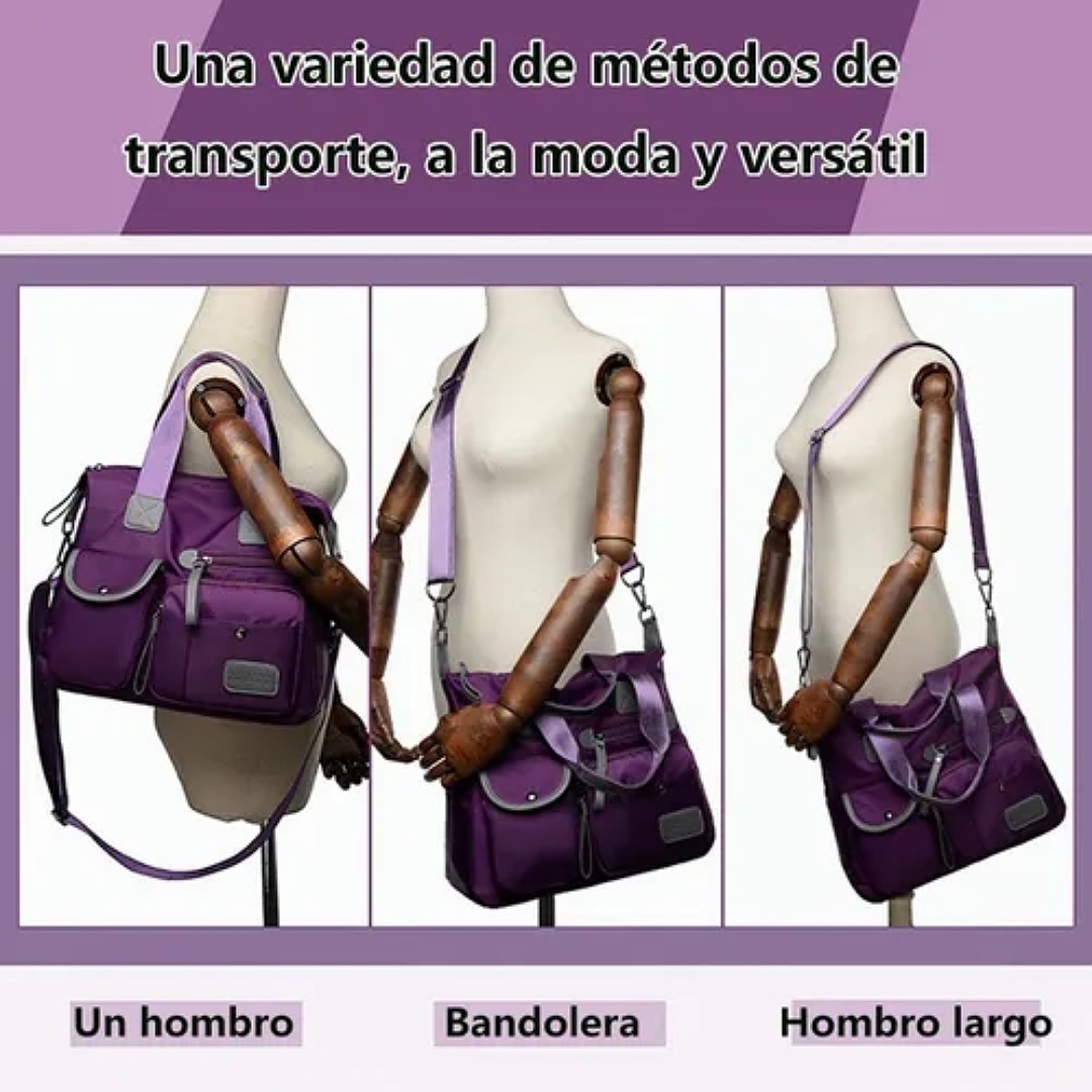 Bolso Bandolera Impermeable Con Bolsillos Para Mujer