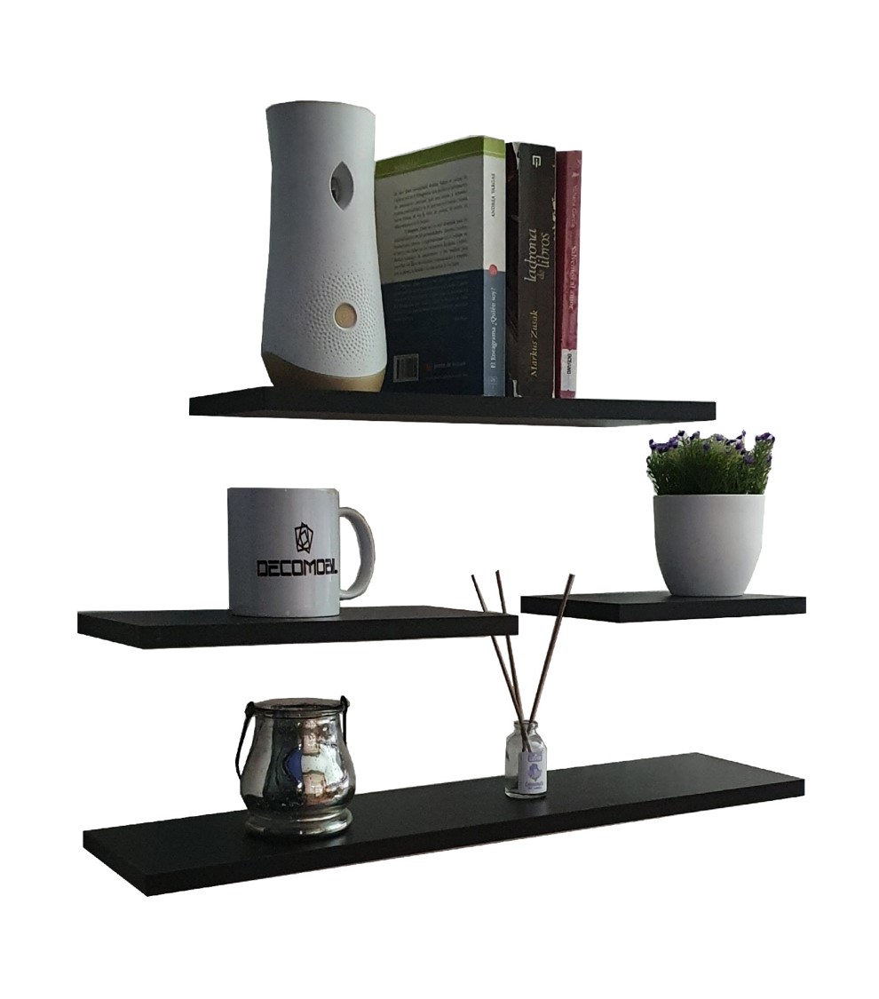 Set 4 Repisas Flotantes Minimalistas Melamina 20/30/40/60x15