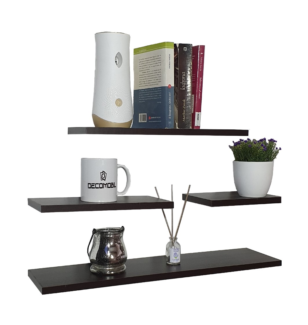 Set 4 Repisas Flotantes Minimalistas Melamina 20/30/40/60x15