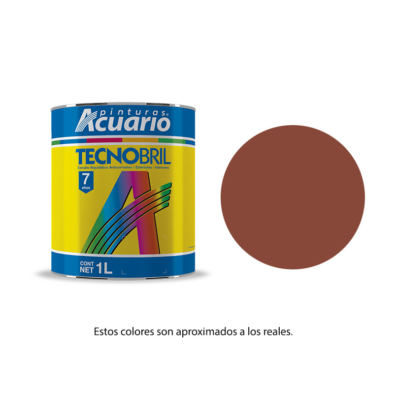 Pintura Esmalte Tecnobril Color Rojo Óxido 1 Lt Acuario EV20410