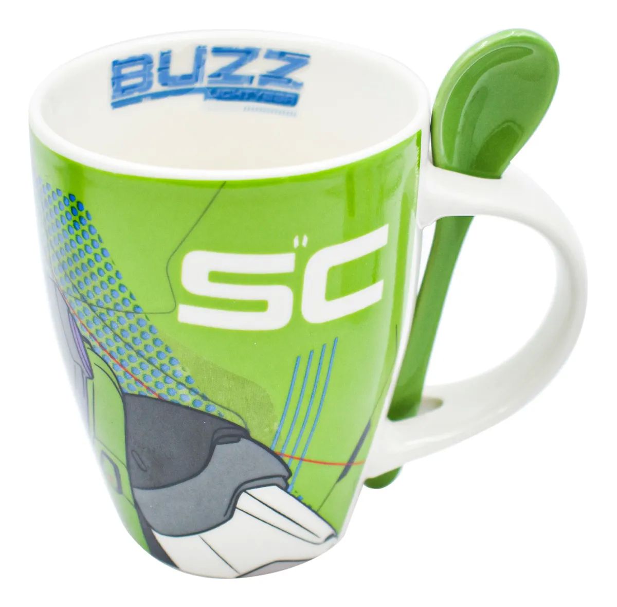 2 Tazas Para Café Disney Buzz Lightyear Porcelana C/ Cucharas Fun Kids