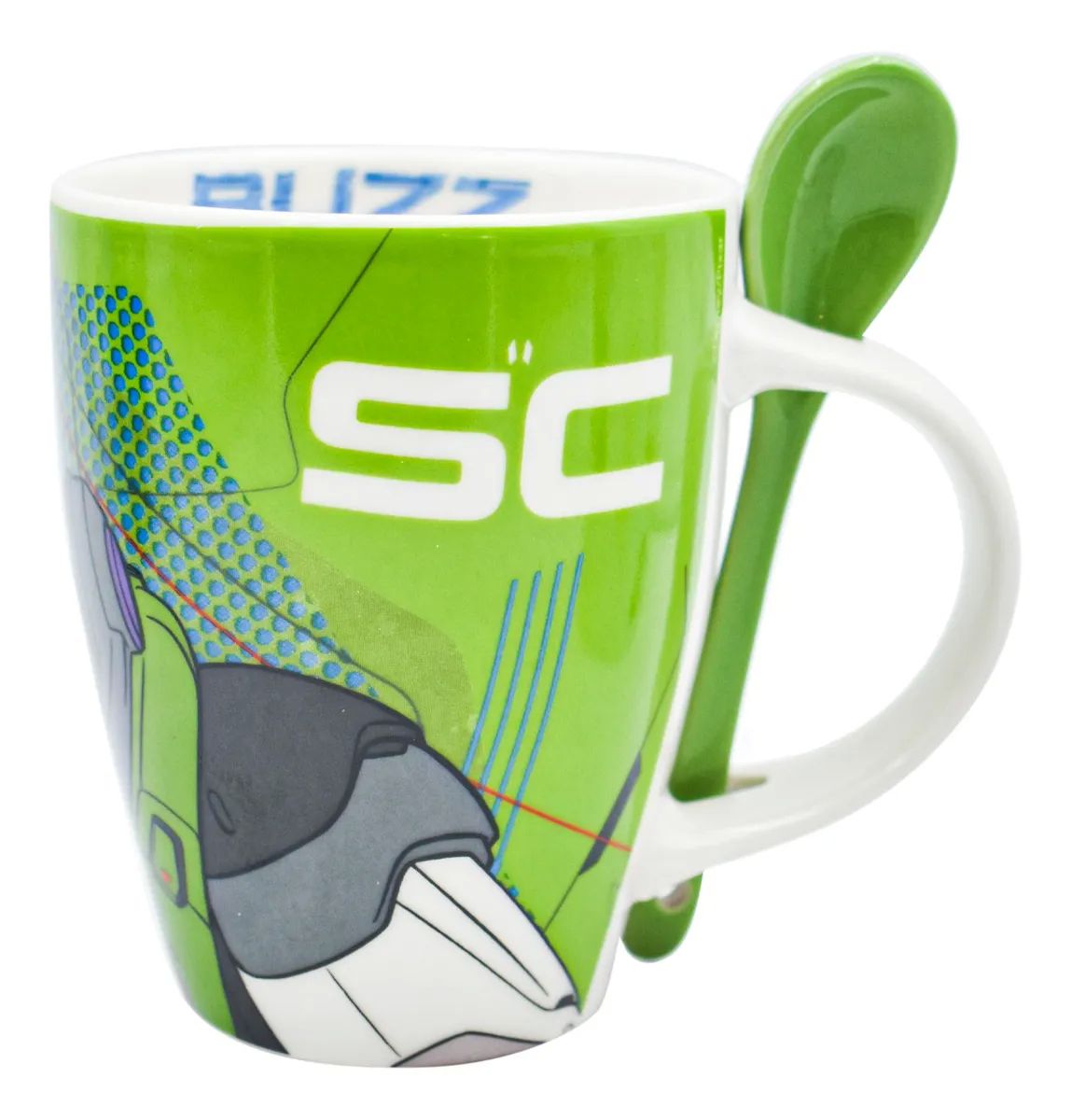 2 Tazas Para Café Disney Buzz Lightyear Porcelana C/ Cucharas Fun Kids