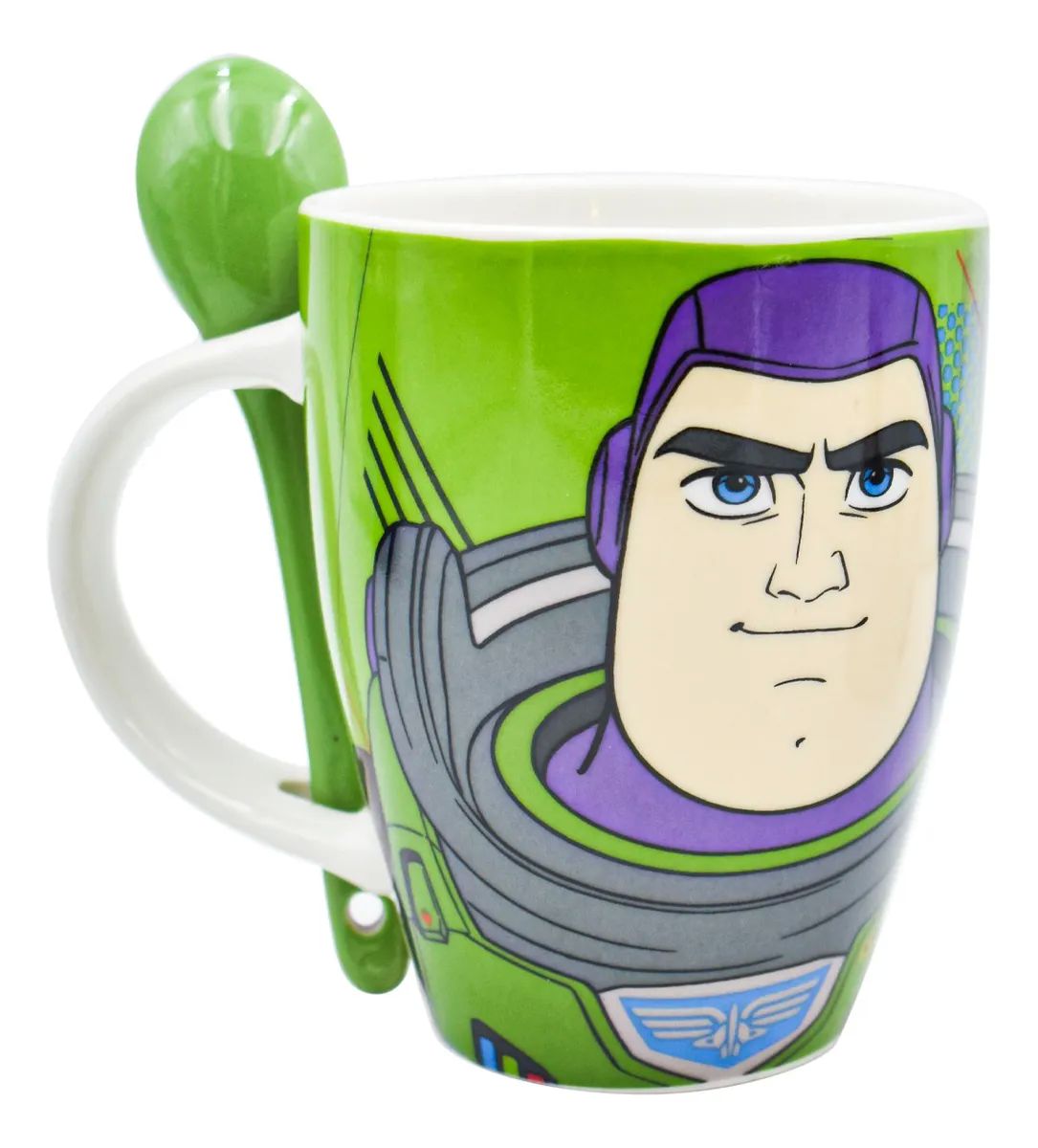 2 Tazas Para Café Disney Buzz Lightyear Porcelana C/ Cucharas Fun Kids