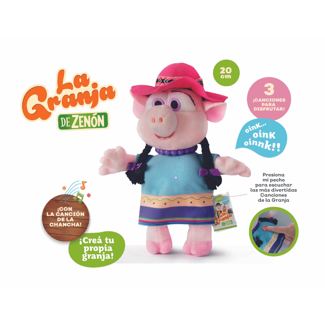 Peluche Musical La Chancha Doña Pancha de la Granja de Zenon El Reino Infantil