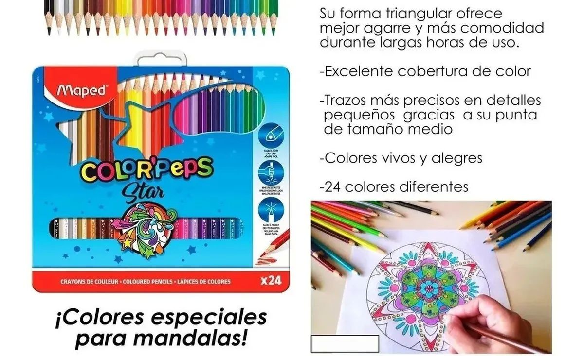 24 Lápices De Colores Maped Colorpeps Star Estuche De Metal 