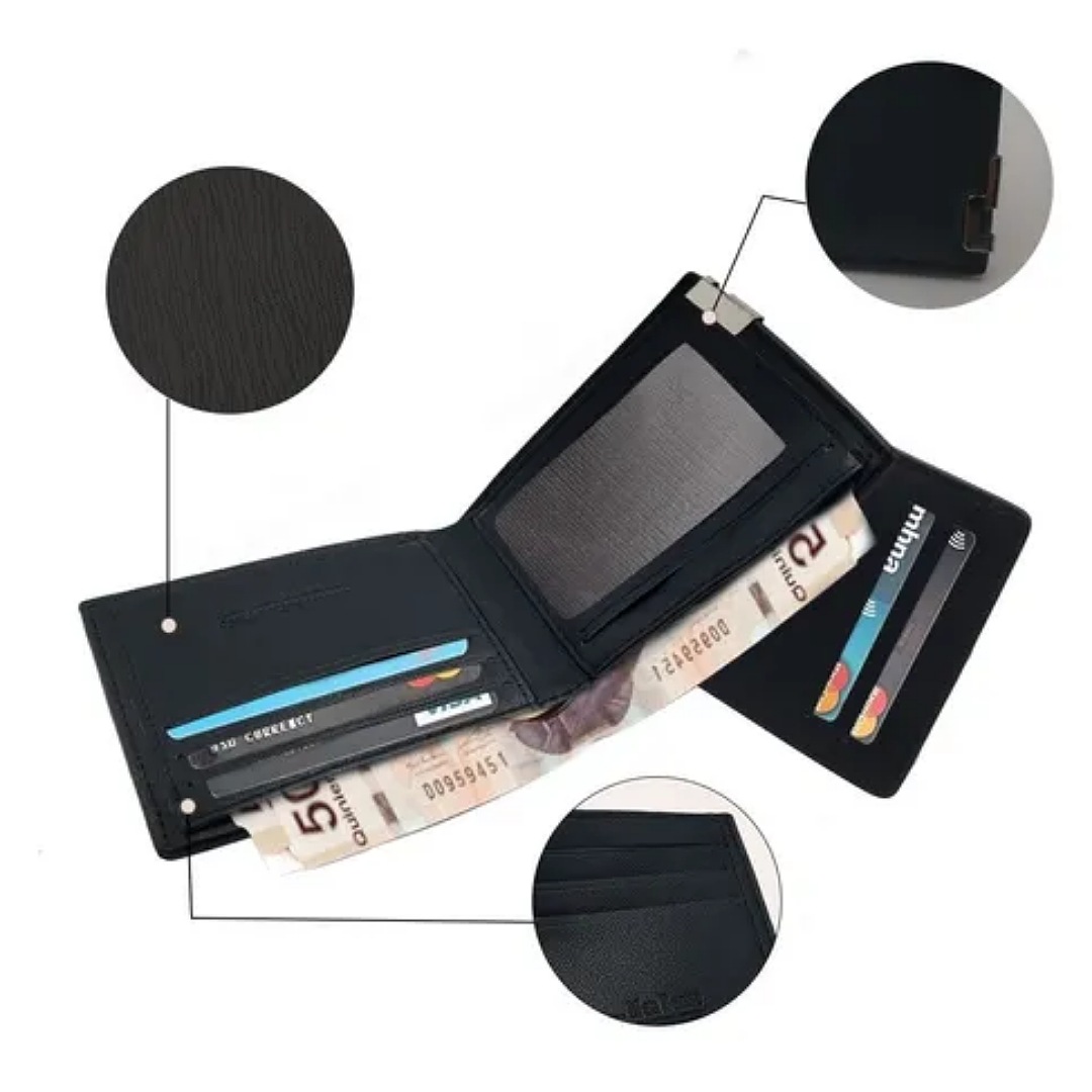 Cartera Caballero Billetera Para Hombre Cuero Con Monedero