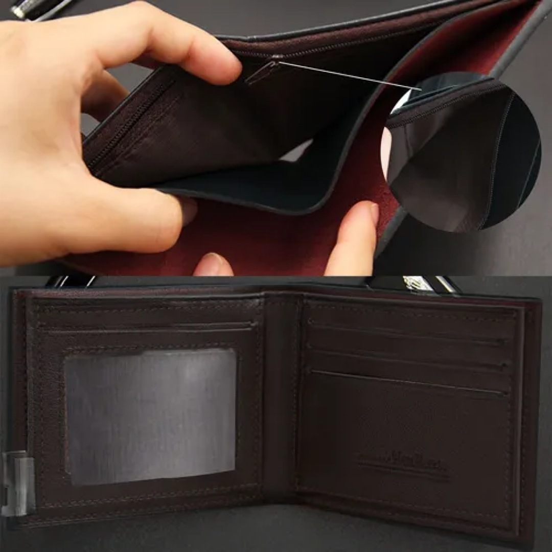 Cartera Caballero Billetera Para Hombre Cuero Con Monedero