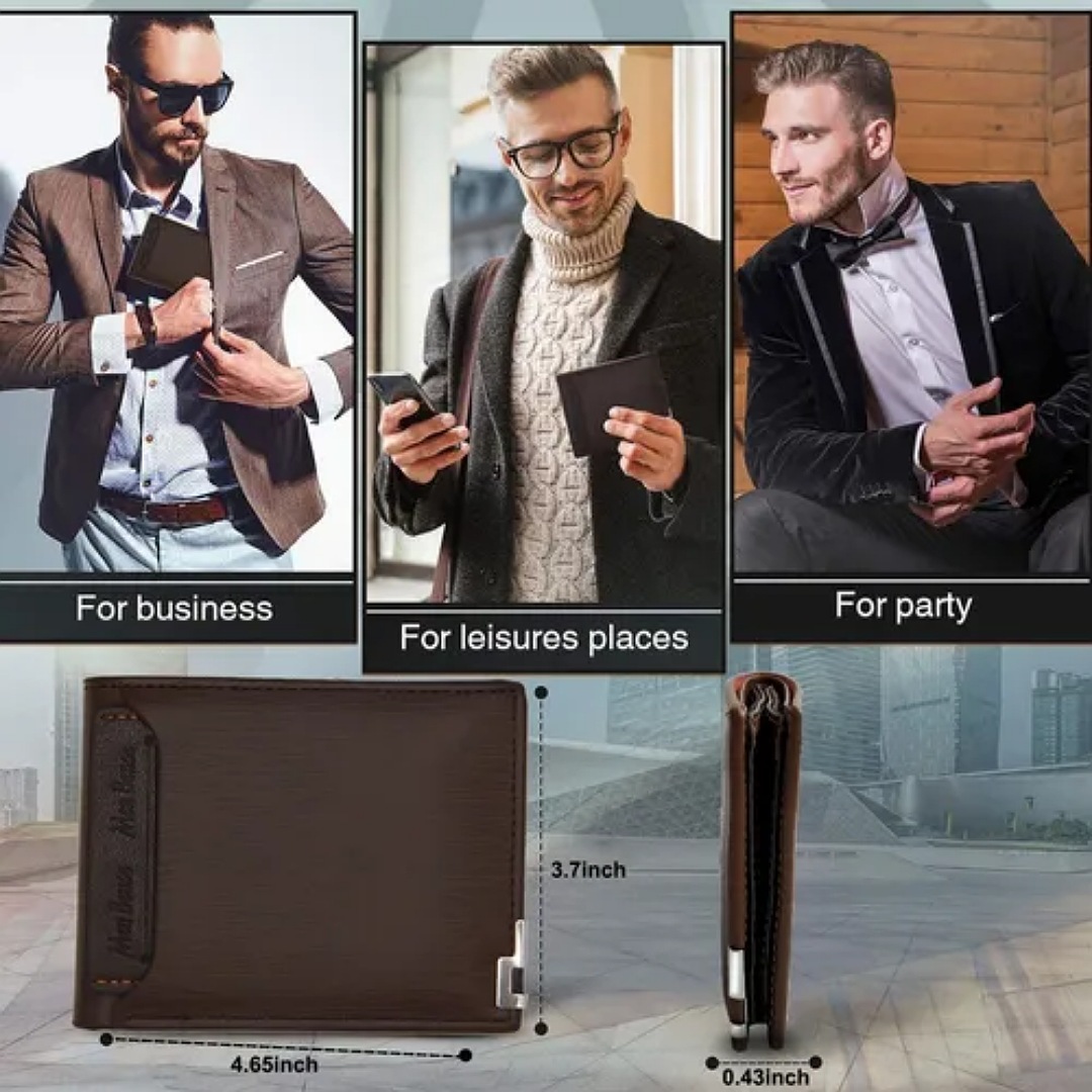 Cartera Caballero Billetera Para Hombre Cuero Con Monedero