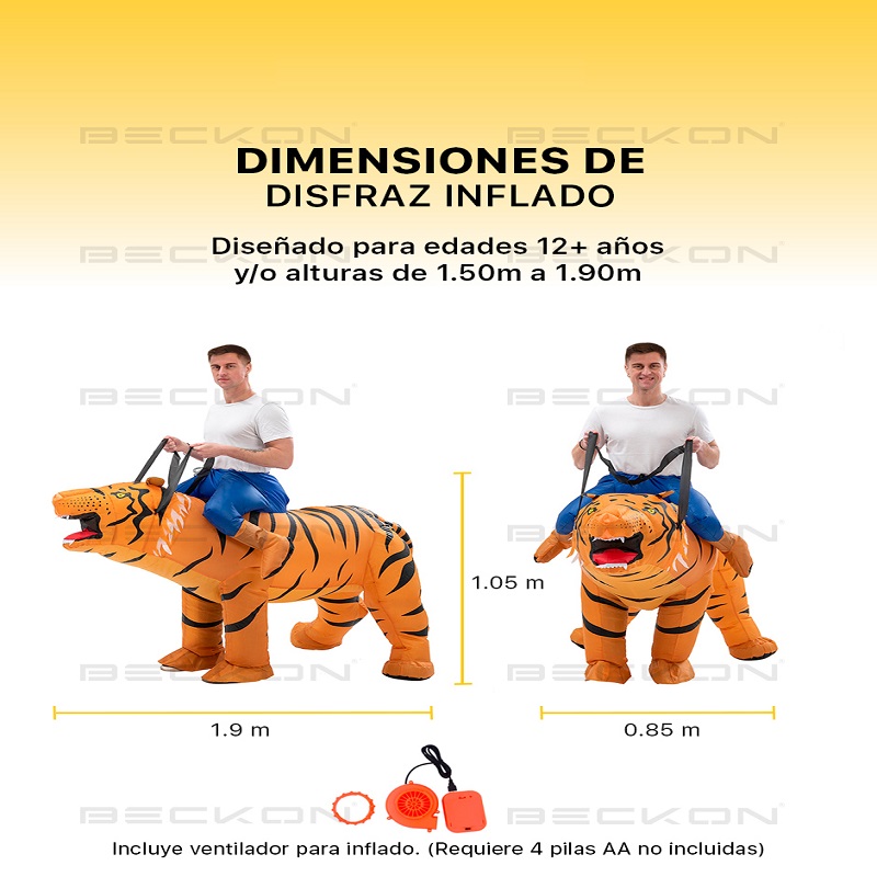 Disfraz Inflable tipo Montar Tigre  Halloween Adulto Unitalla Talla 12+ años
