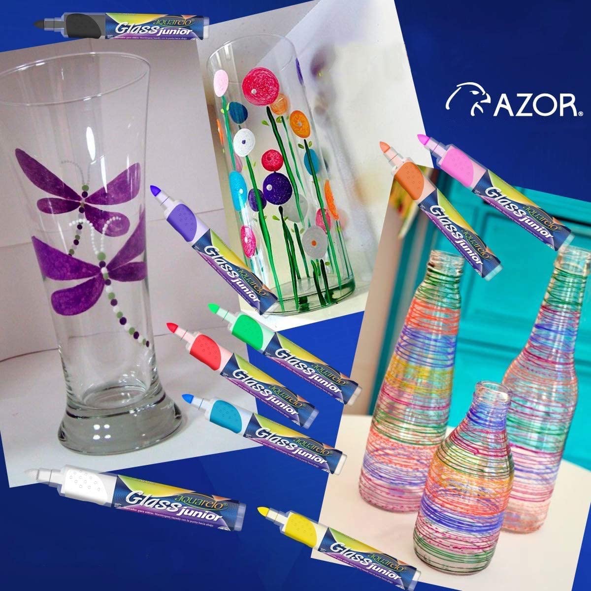 Aquarelo Glass Junior Marcador Para Vidrio Estuche C/8 Pzas