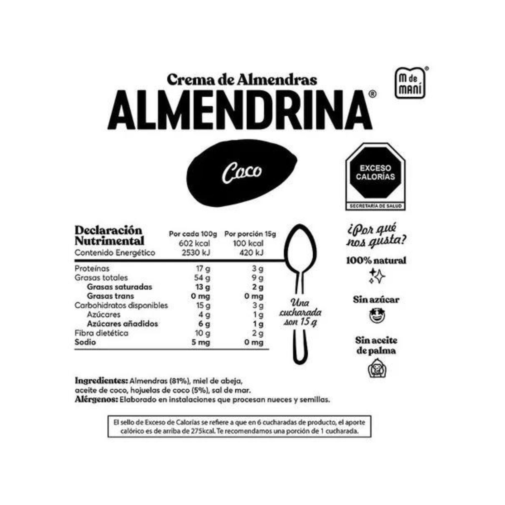 Almendrina Crema De Almendras 200g M De Maní Coco