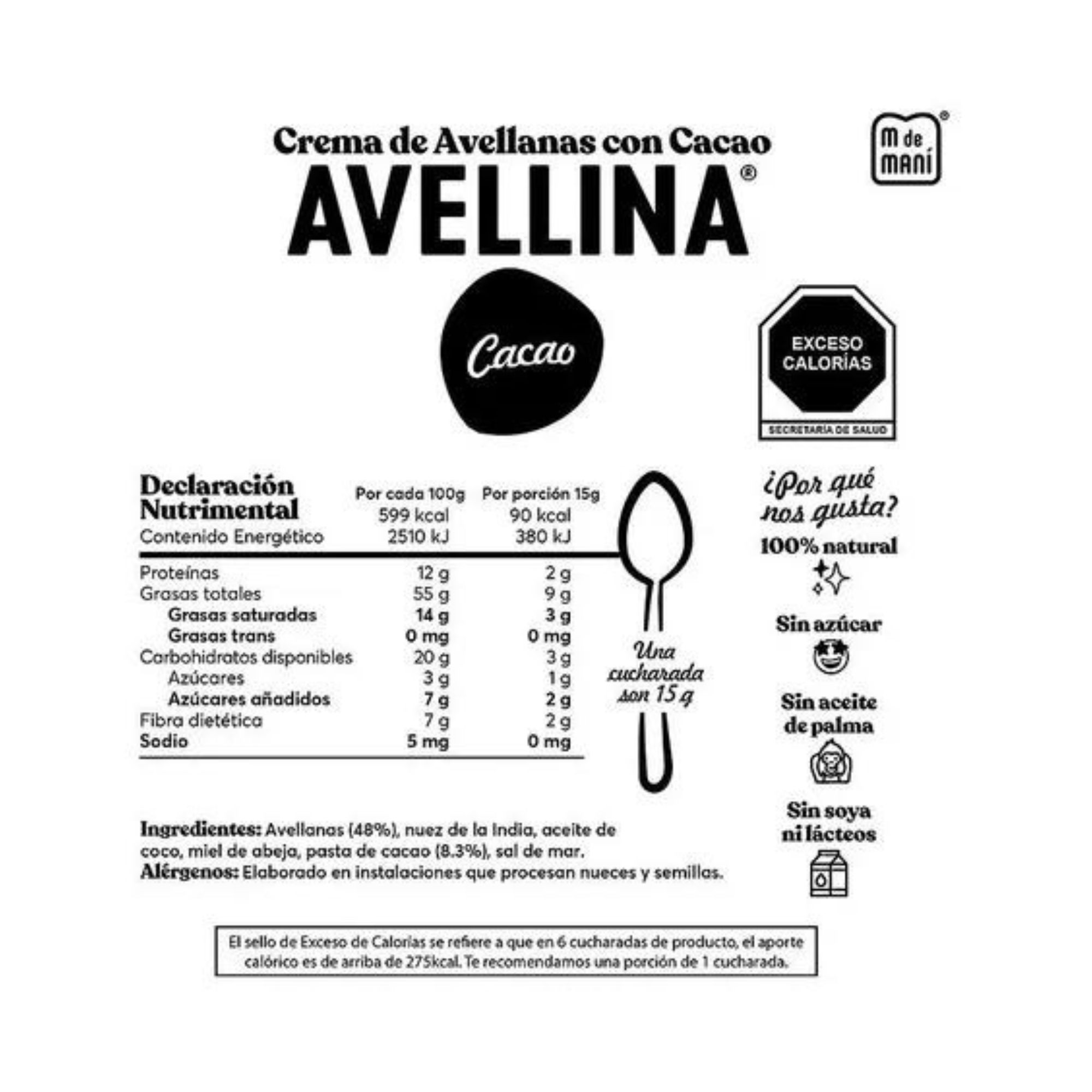 Avellina Crema De Avellanas Con Cacao 320g M De Maní