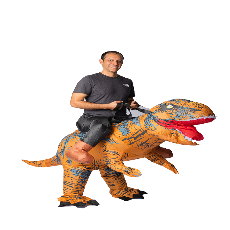 Disfraz Inflable tipo Montar Dinosaurio velociraptor Halloween Adulto Unitalla Talla 12+ años