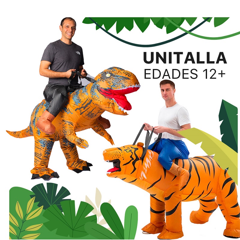 Disfraz Inflable tipo Montar Dinosaurio velociraptor Halloween Adulto Unitalla Talla 12+ años