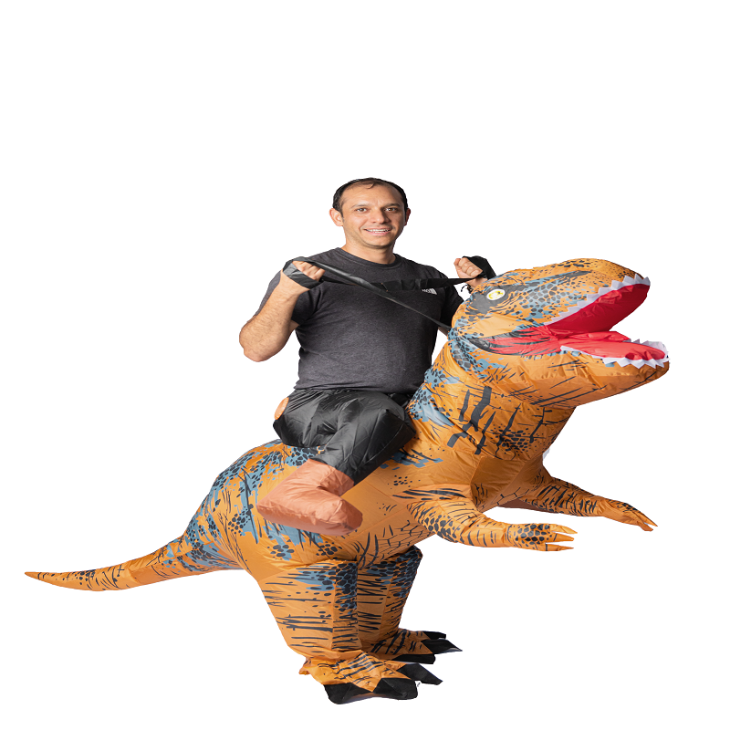 Disfraz Inflable tipo Montar Dinosaurio velociraptor Halloween Adulto Unitalla Talla 12+ años