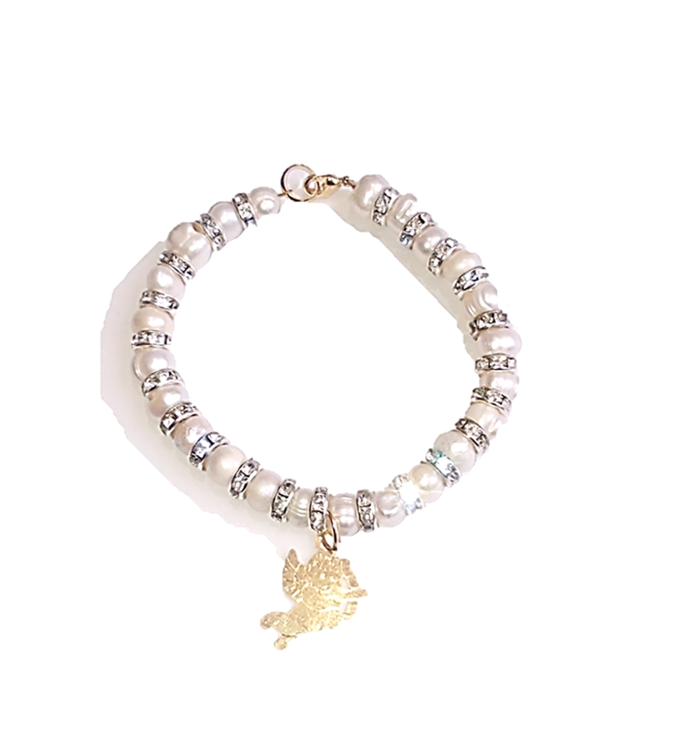 Pulseras Elegantes Semanario Perlas Cultivadas Dijes Chapa de Oro A058