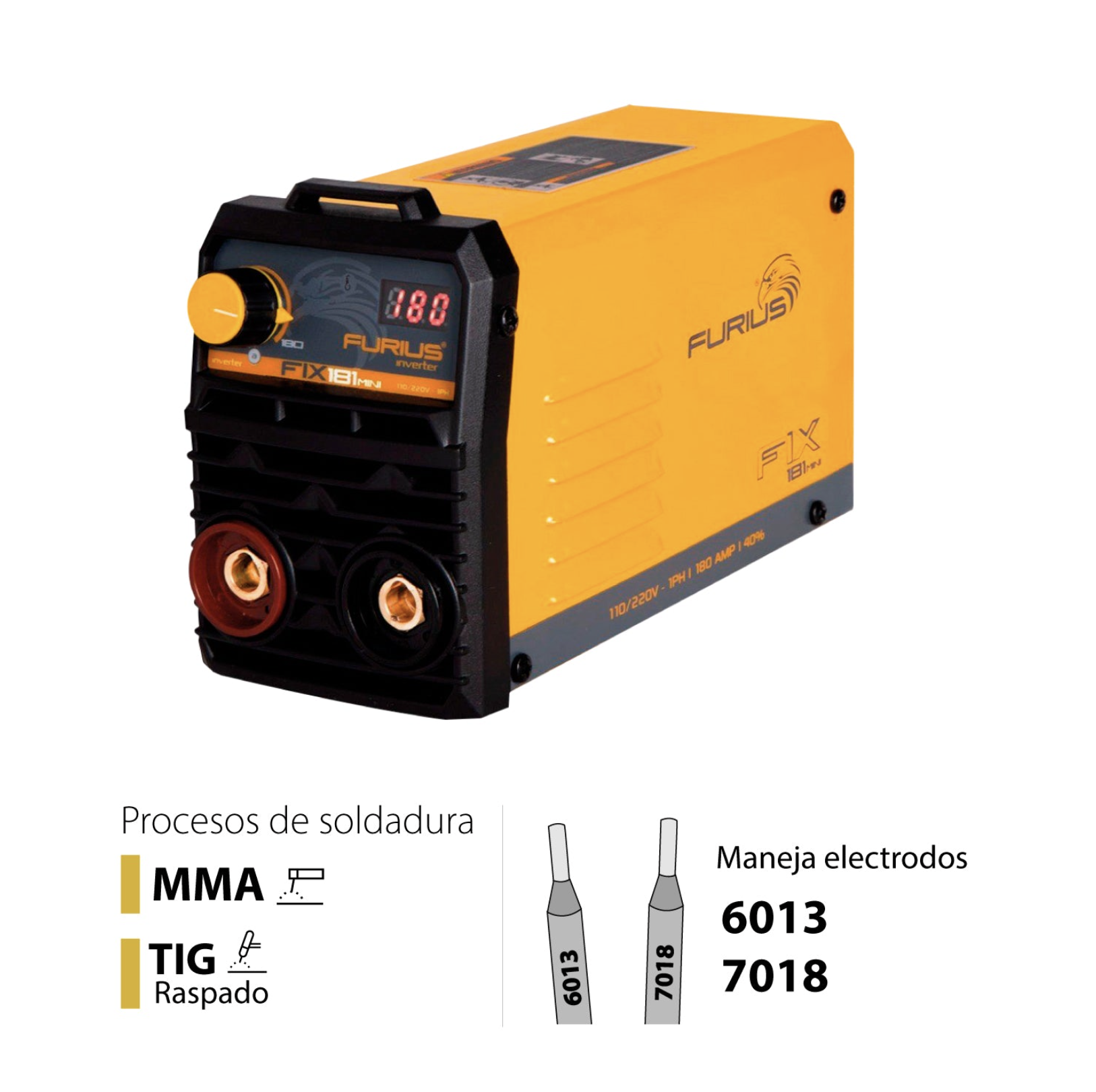 Soldadora inversor mini 180AMP 110/220V FIX 181 FURIUS 