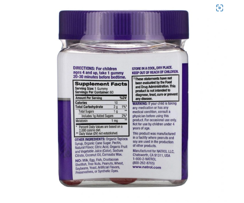 Melatonina Kids Niños Duerme Rápido Y Profundo 60 Gomas Natrol Original 