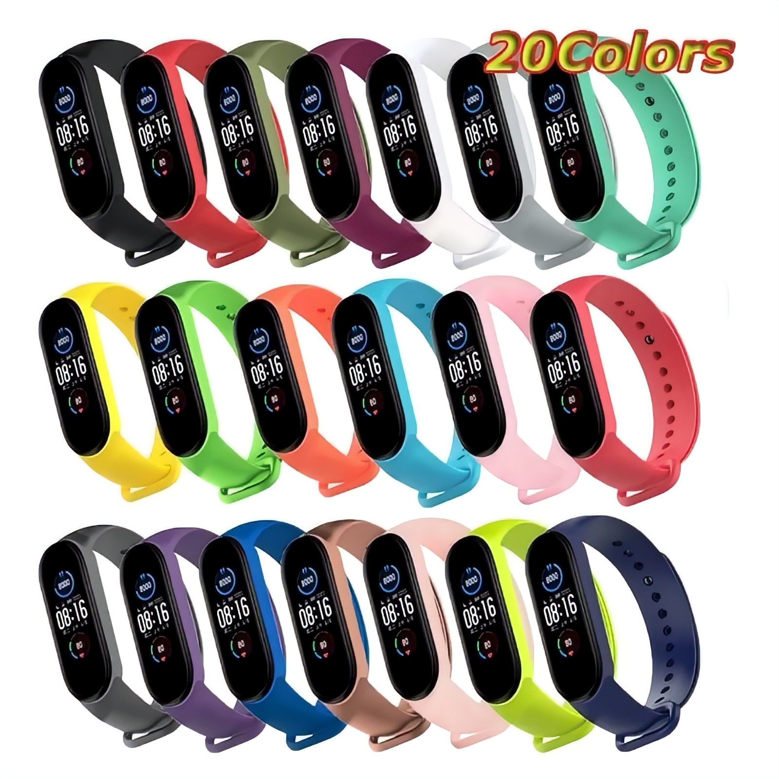 Correas Para Xiaomi Mi Band 5 Y 6 Silicone Strap 20 Pcs.