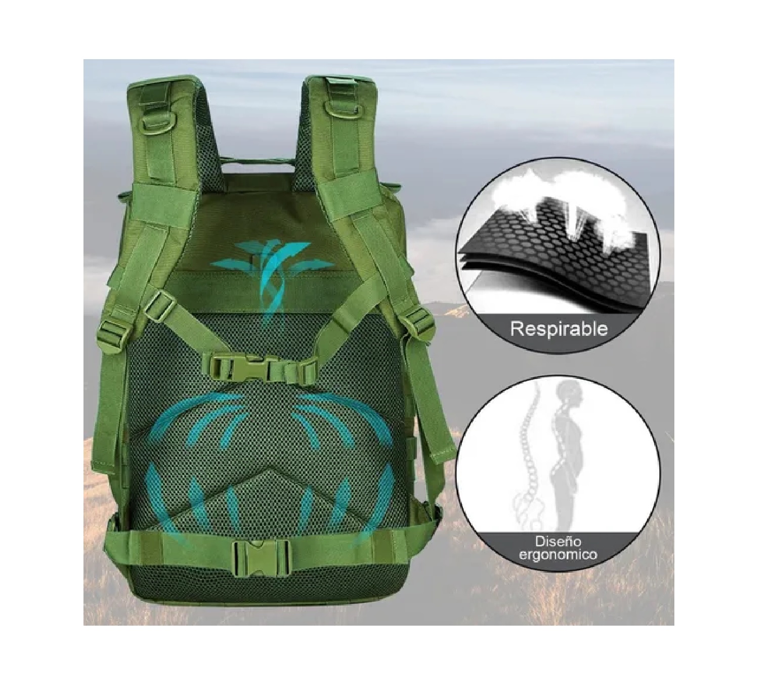 Mochila Táctica Militar Camping Impermeable Verde