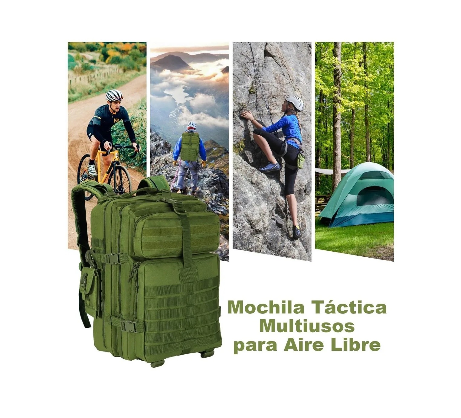 Mochila Táctica Militar Camping Impermeable Verde