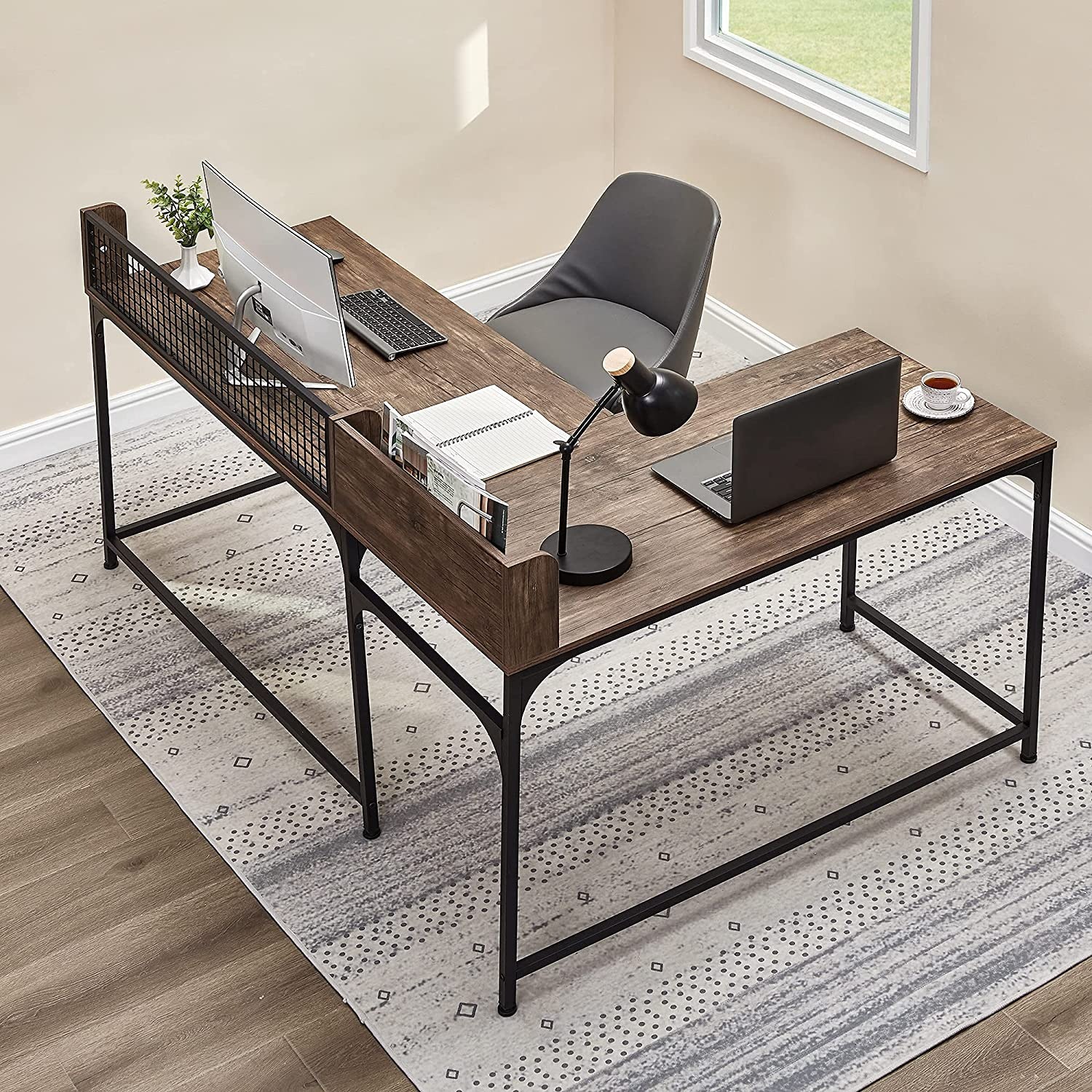 FurnitureR Escritorio de Gamer Forma de L ROGER B